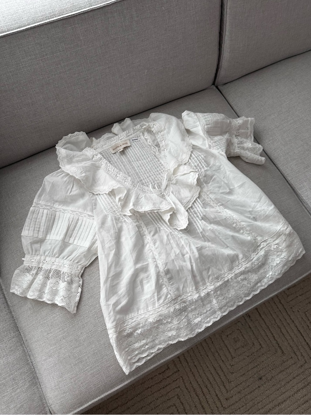 Jennifer and grace white ruffle cottagecore blouse